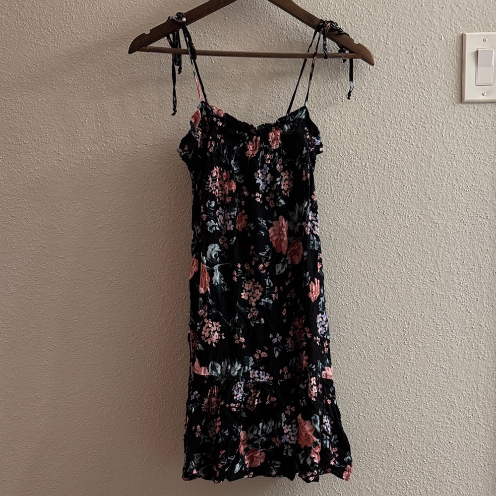 American Eagle Outfitters Black and Pink Floral Mini Dress